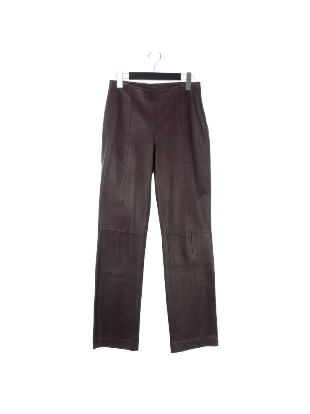Loewe Leather Pants Straight Side Zip Dark Brown 38